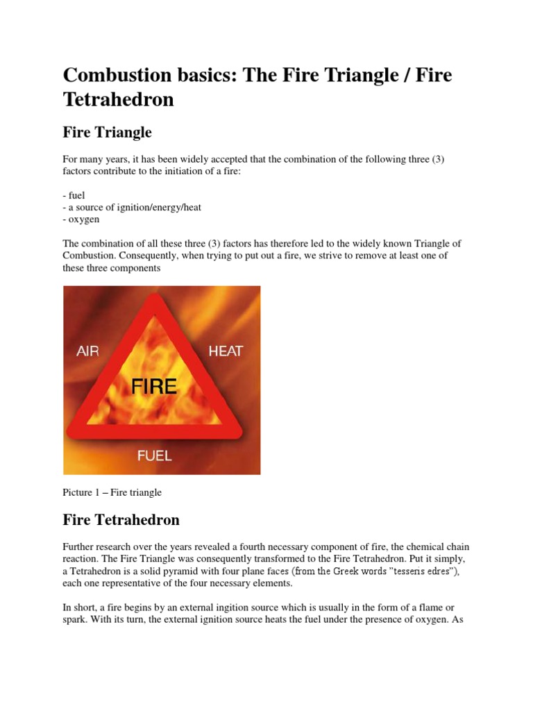Combustion Basics The Fire Triangle / Fire Tetrahedron PDF Fires