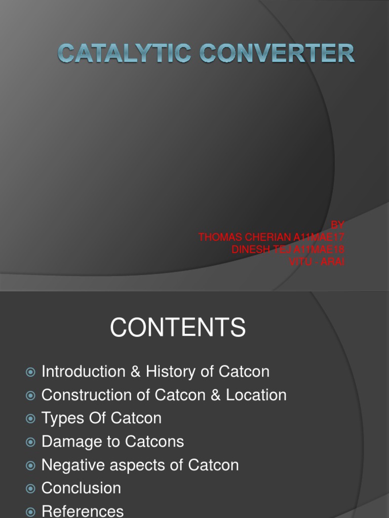 Catalytic Converter PDF Catalysis Exhaust Gas