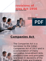 Main Provisions of Companies Act 1956