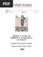 Apostila - Historia Apogeu e Crise Da República Oligárquica No Brasil PDF