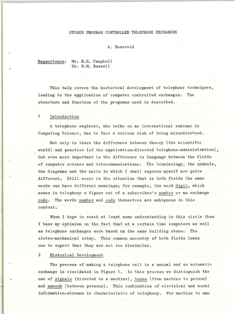 SPC Telephone Exchange PDF Telephone Exchange Real Time Computing