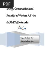 Energy Conservation and Security in Wireless Ad Hoc (Manets) Networks