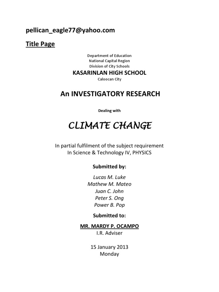 research proposal for science investigatory project