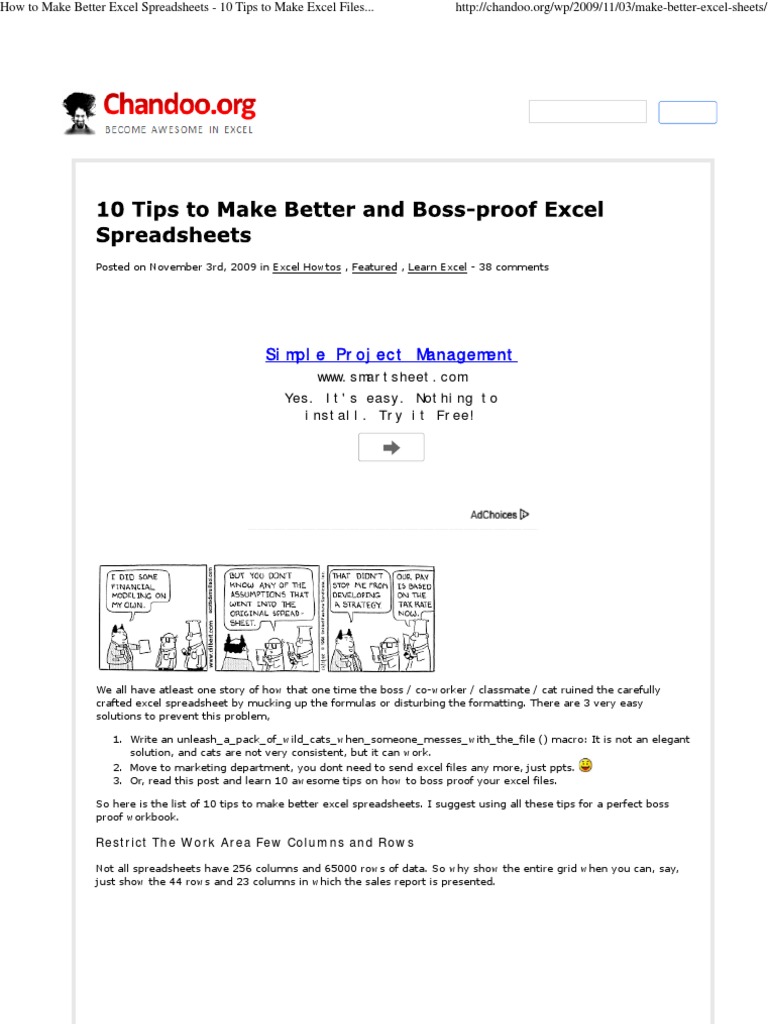 10 Tips to Boss-Proof Excel Spreadsheets | PDF | Microsoft Excel ...