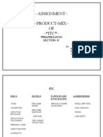Assignment Product-Mix OF ITC : MBA (M&S) 2010 Section - A'