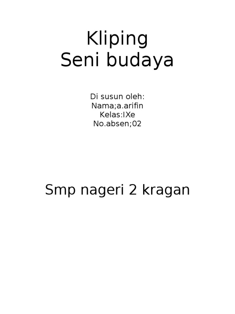 Contoh Daftar Isi Kliping Seni Budaya Sketsa