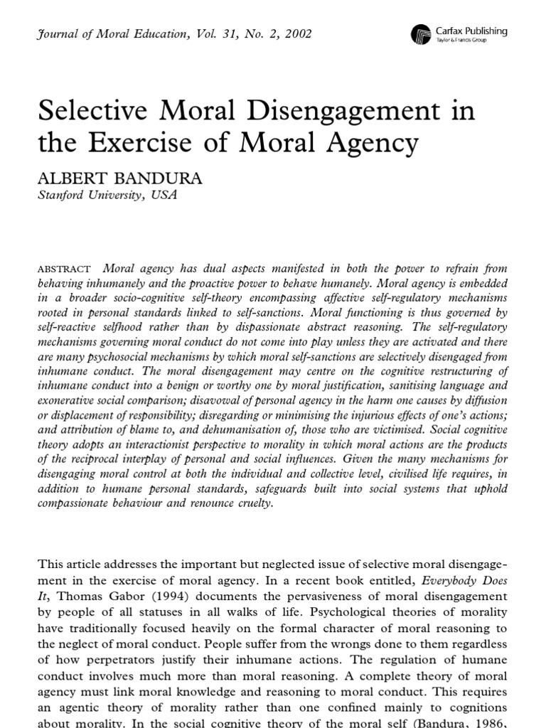 Selective Moral Disengagement | PDF | Psychological Concepts | Psychology