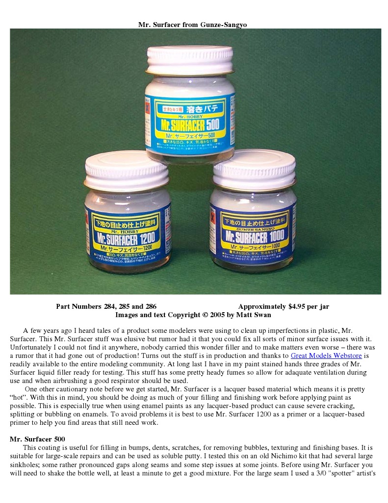 Mr. Surfacer PDF Paint Manmade Materials