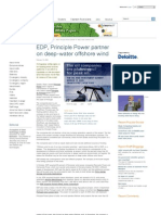 EDP, Principle Power Partner On Deep-Water Offshore Wind: Services Solutions Cleantech Forum Events Jobs About Us
