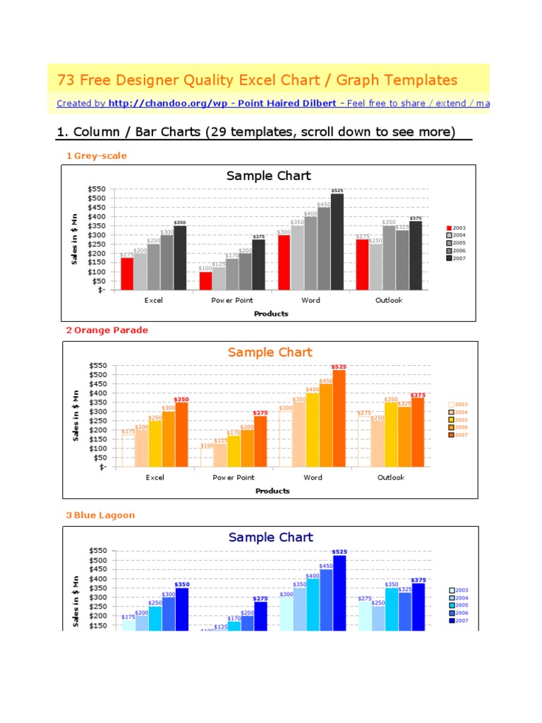 73 Designed Quality Excel Chart Templates Color
