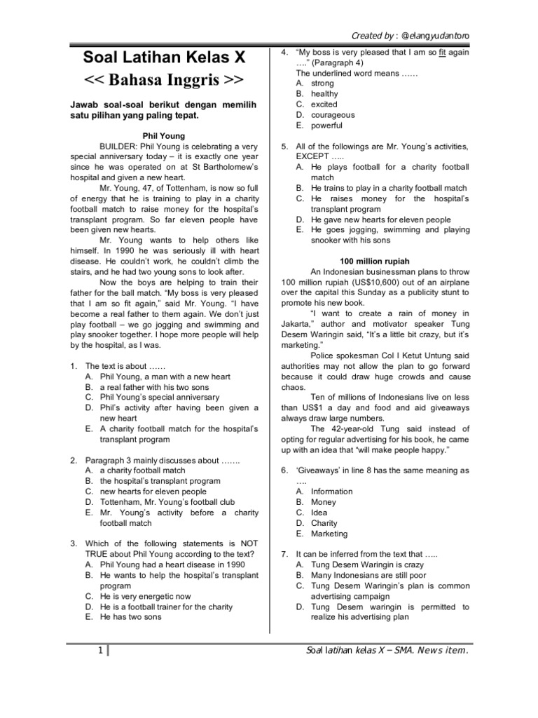 Ok Soal News Items Kls X 30 Soal Pg Pdf