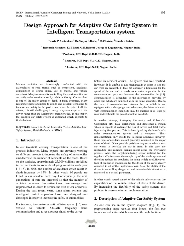 Adaptive Safety System for Vehicles | PDF | Traffic Collision ...