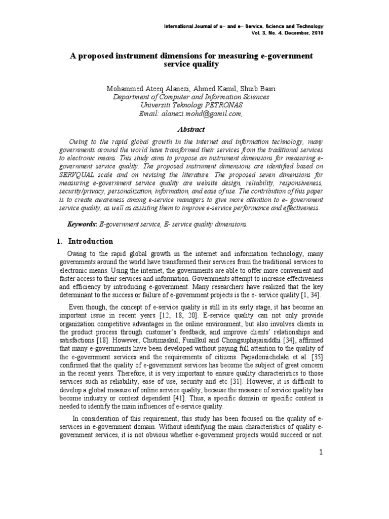 Measuring E-Government Service Quality | PDF | E Government | Usability