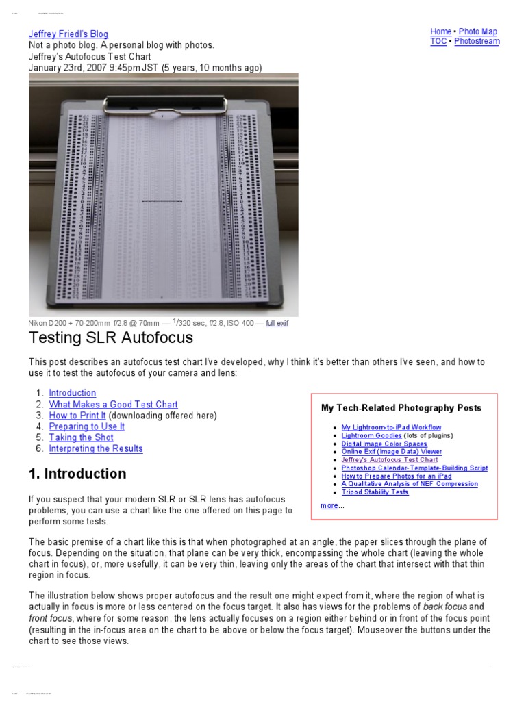 Autofocus Test Chart Download Free PDF Autofocus Shutter Speed