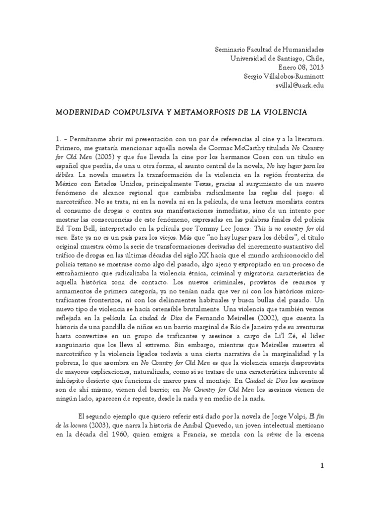 Modernidad Compulsiva y Metamorfosis de La Violencia | PDF | Ciencias ...