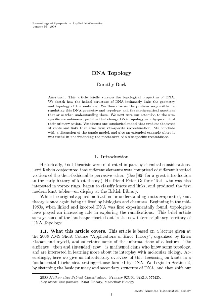 Am S Dna Topology | PDF | Nucleic Acid Double Helix | Dna