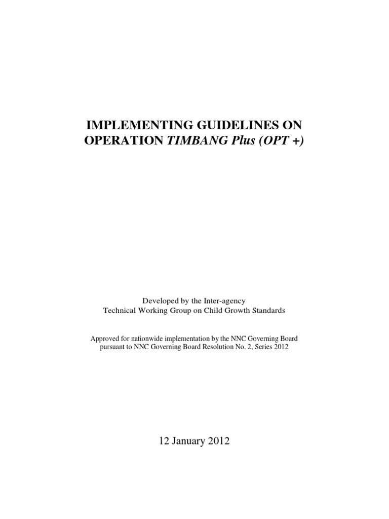 Guidelines for Operation Timbang Plus | PDF | Malnutrition | Obesity