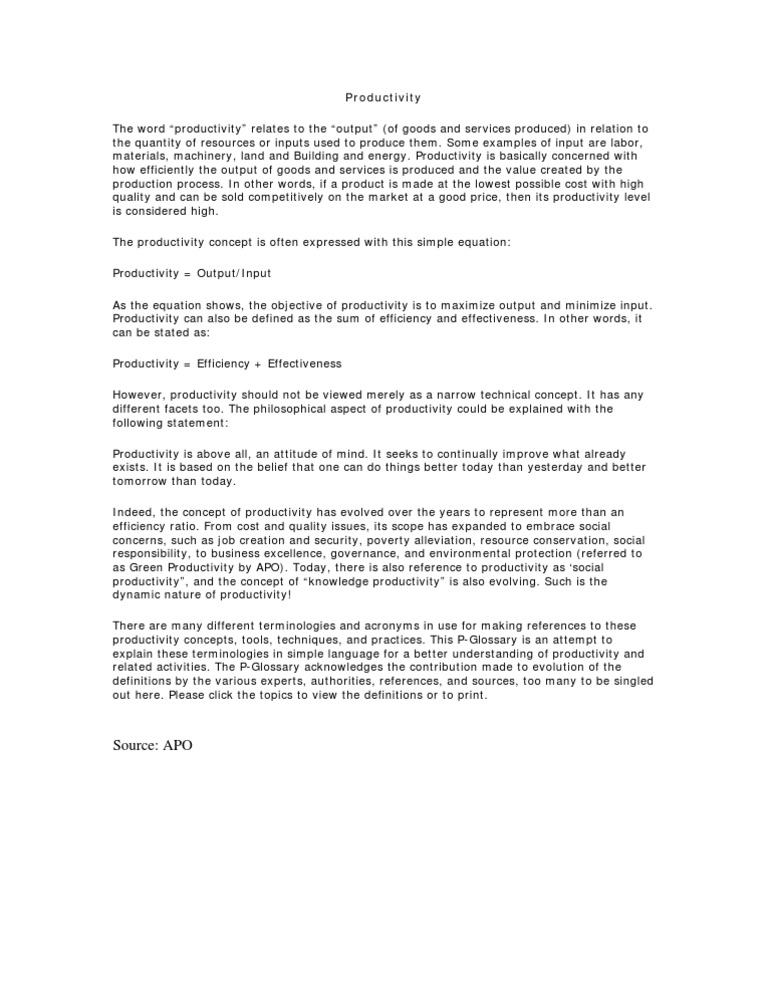 Understanding Productivity Concepts | PDF | Concept | Output (Economics)
