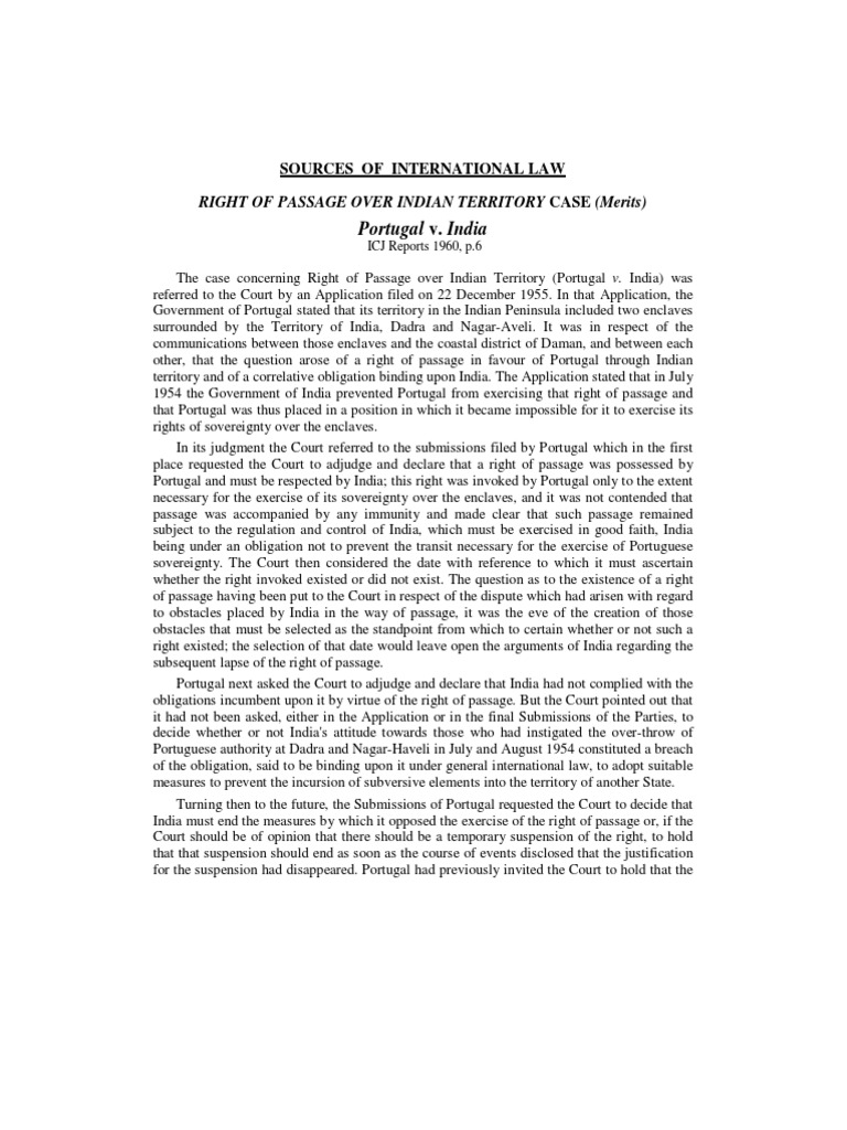 Portugal vs. India | Jurisdiction | Advisory Opinion