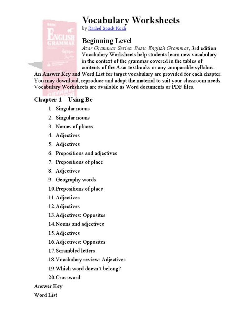 chapter 1 using be pdf pdf english grammar adjective