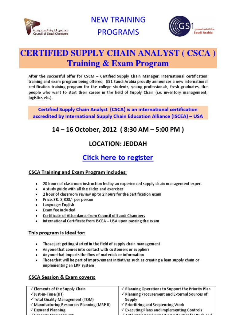 Csca Flyer | PDF | Supply Chain | Supply Chain Management
