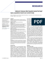 Research: Risk of Parkinson 'S Disease After Hospital Contact For Head Injury: Population Based Case-Control Study