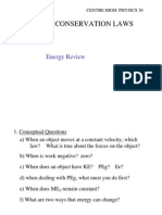 Unit 1: Conservation Laws: Energy Review
