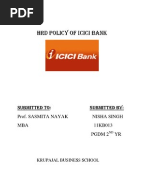 Hrd Policy Of Icici Bank Mergers And Acquisitions Banks