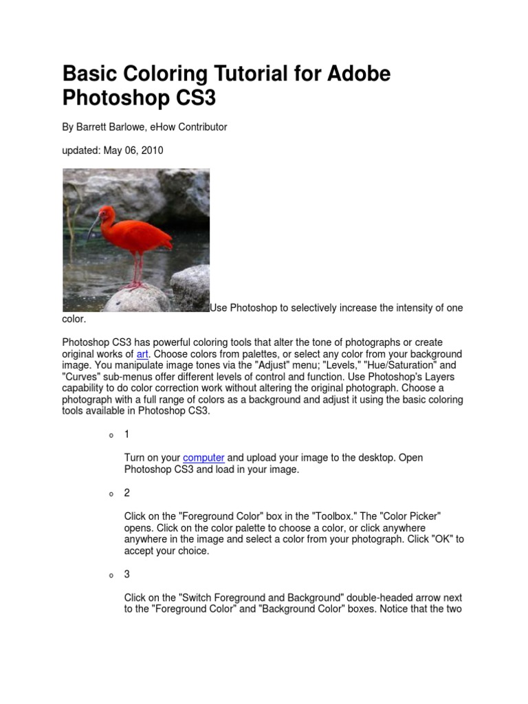 Basic Coloring Tutorial For Adobe Photoshop CS3 | PDF | Adobe Photoshop ...
