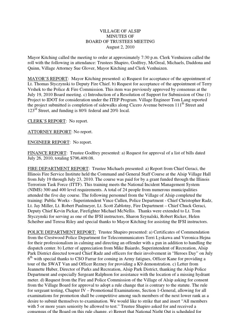 Alsip August 2 2010 Board PDF Government