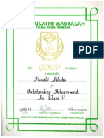 Aunali Khaku Certificate of Merit Achievement