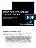 More Web Intelligence More Web Intelligence Tips and Tricks
