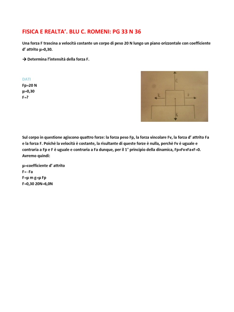 Fisica E Realta Blu C Romeni Pg 33 N 36 Determina L Intensita Della Forza F