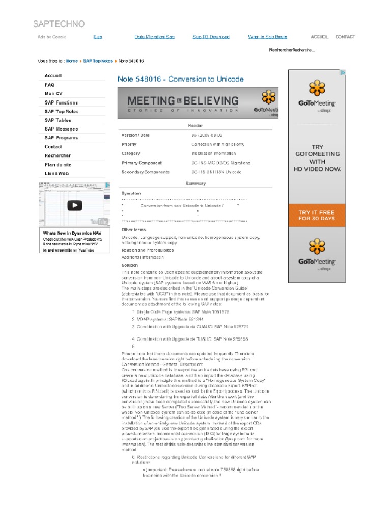 Conversion To Unicode SAP Note 548016 | PDF | Character Encoding ...