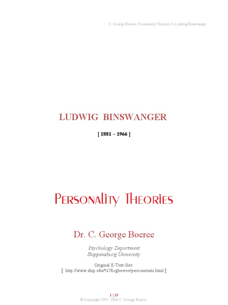 Ludwig Binswanger | Existentialism | Phenomenology (Philosophy) | Free ...