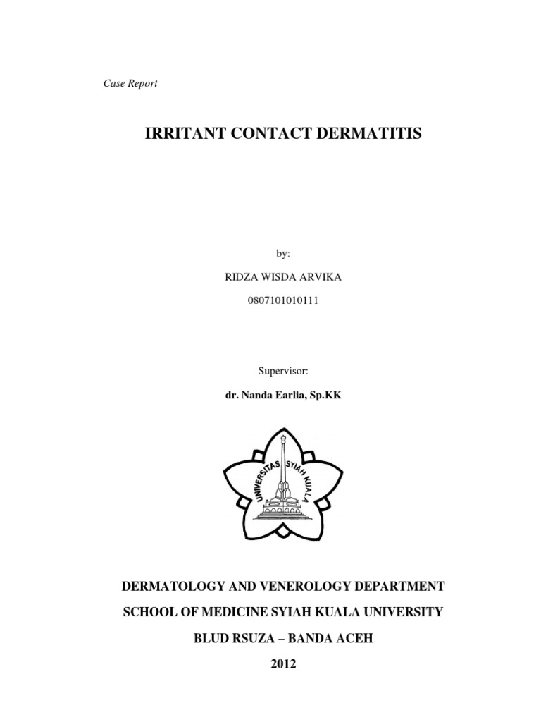 Case Report Dermatitis Contact PDF Dermatitis Allergy