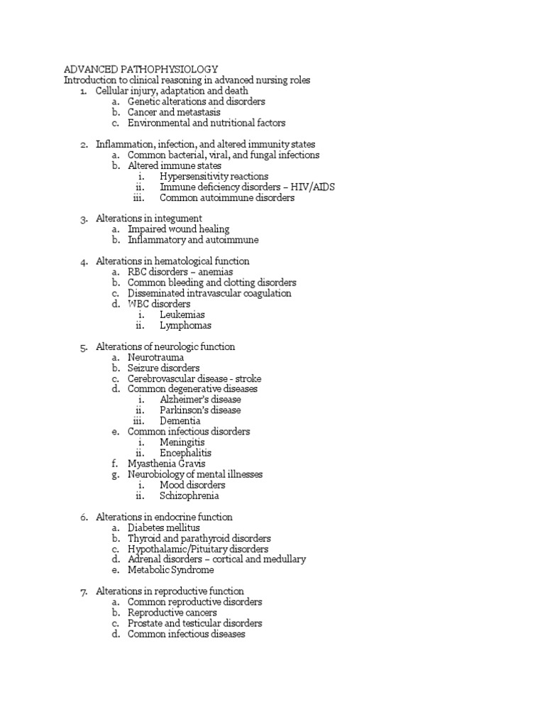 Advanced Pathophysiology Overview | PDF | Inflammation | Autoimmunity