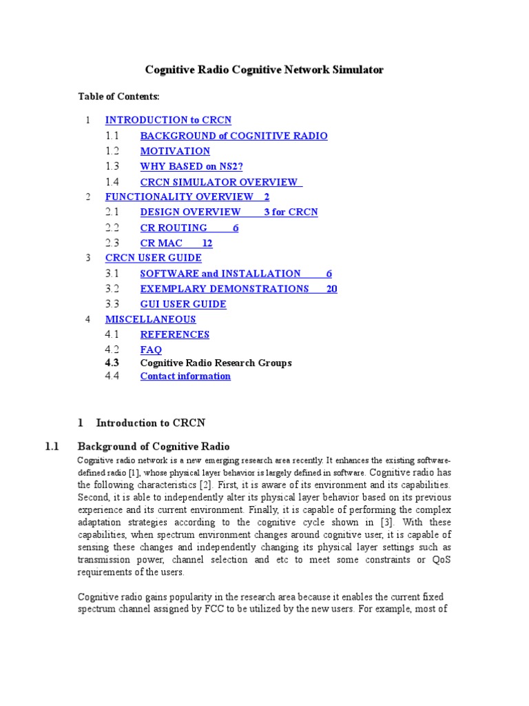 Cognitive Radio Cognitive Network Simulator | PDF | Cognitive Radio ...