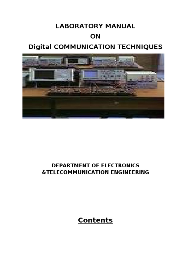 LABORATORY MANUAL ON Digital COMMUNICATION TECHNIQUES Modulation
