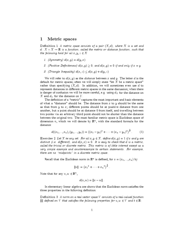 Metric Spaces | PDF