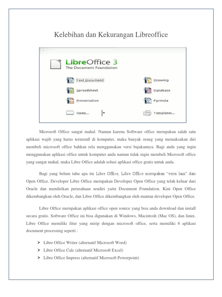 Kelebihan Dan Kekurangan Libreoffice