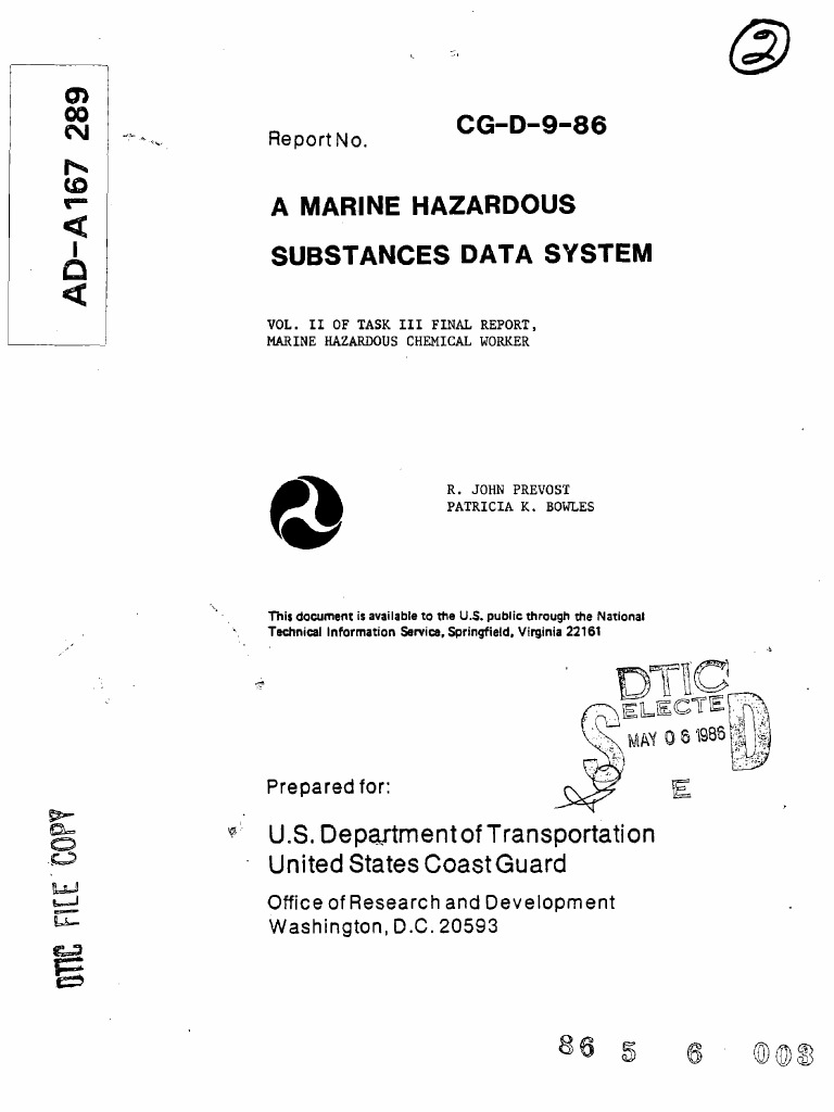 Marine Hazardous Substances Data System | PDF | Toxicity | Dangerous Goods
