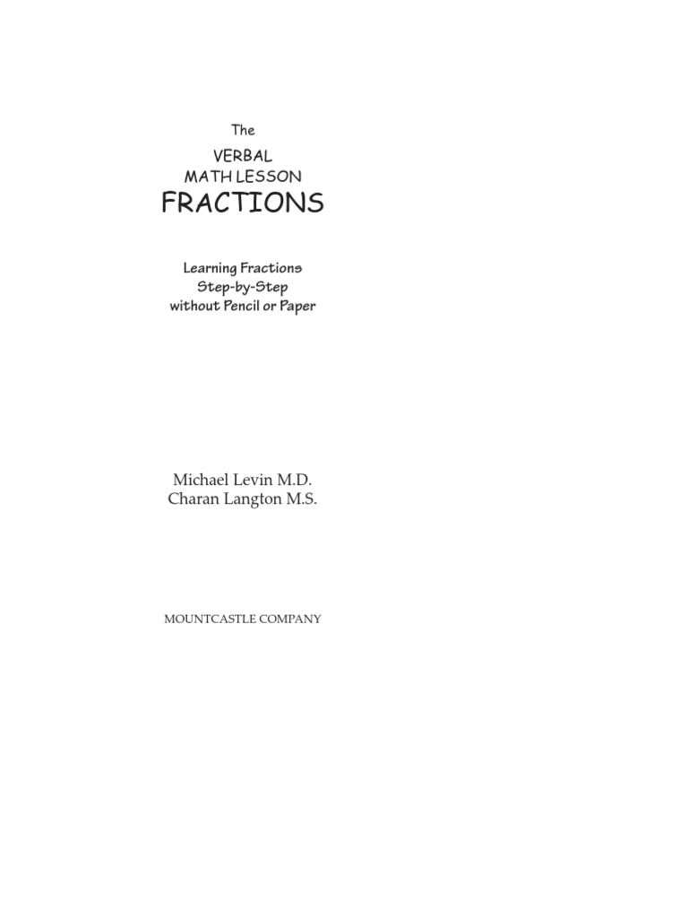 Fractions: Verbal Math Lesson | PDF