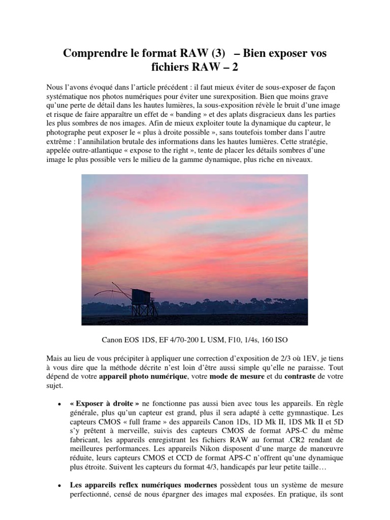 Exposer à Droite en Photographie RAW | PDF | Exposition (Photographie ...
