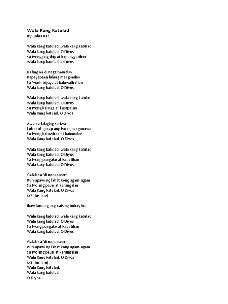wala kang katulad o diyos mp3