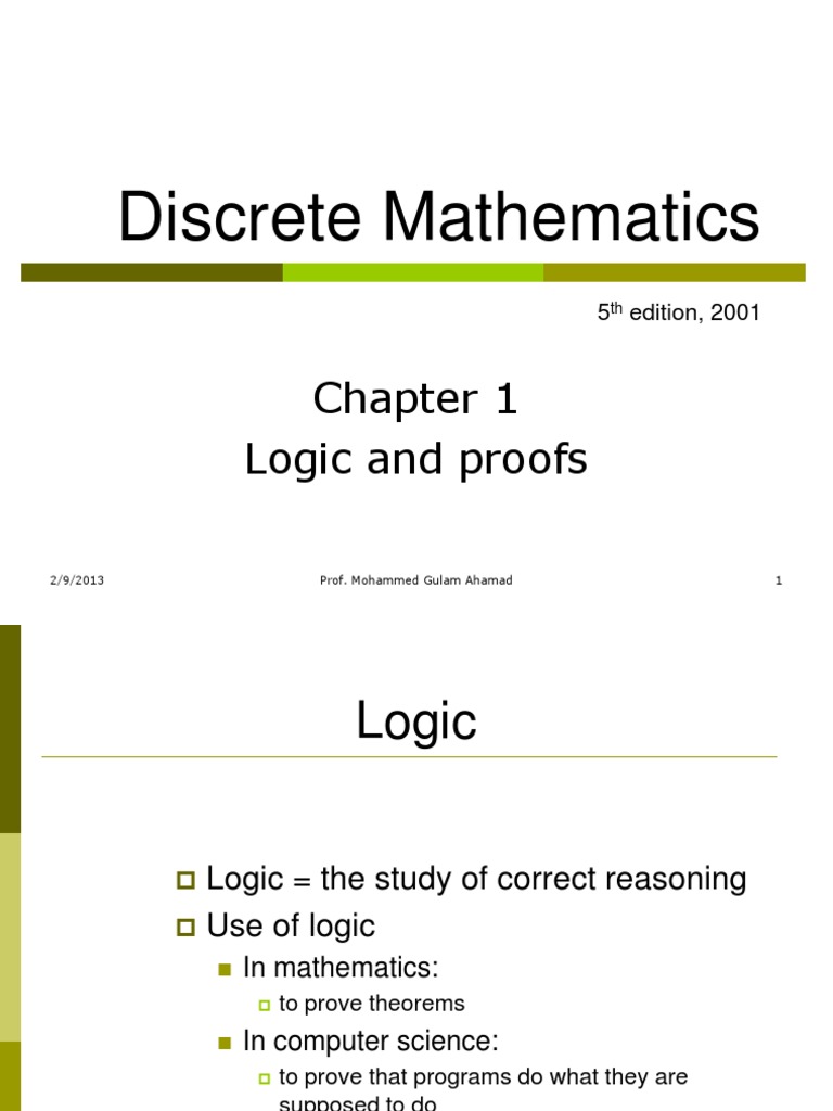 Logic and Proofs in Discrete Math | PDF | Theorem | Mathematical Proof