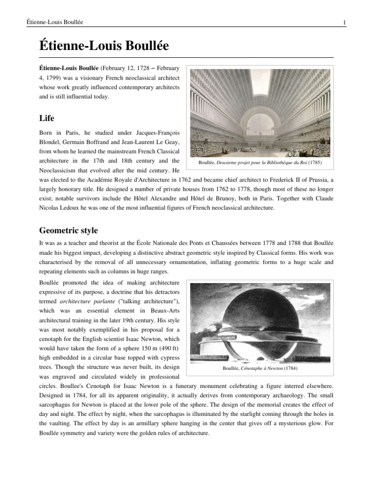 Étienne-Louis Boullée: Visionary Architect | PDF | Architectural