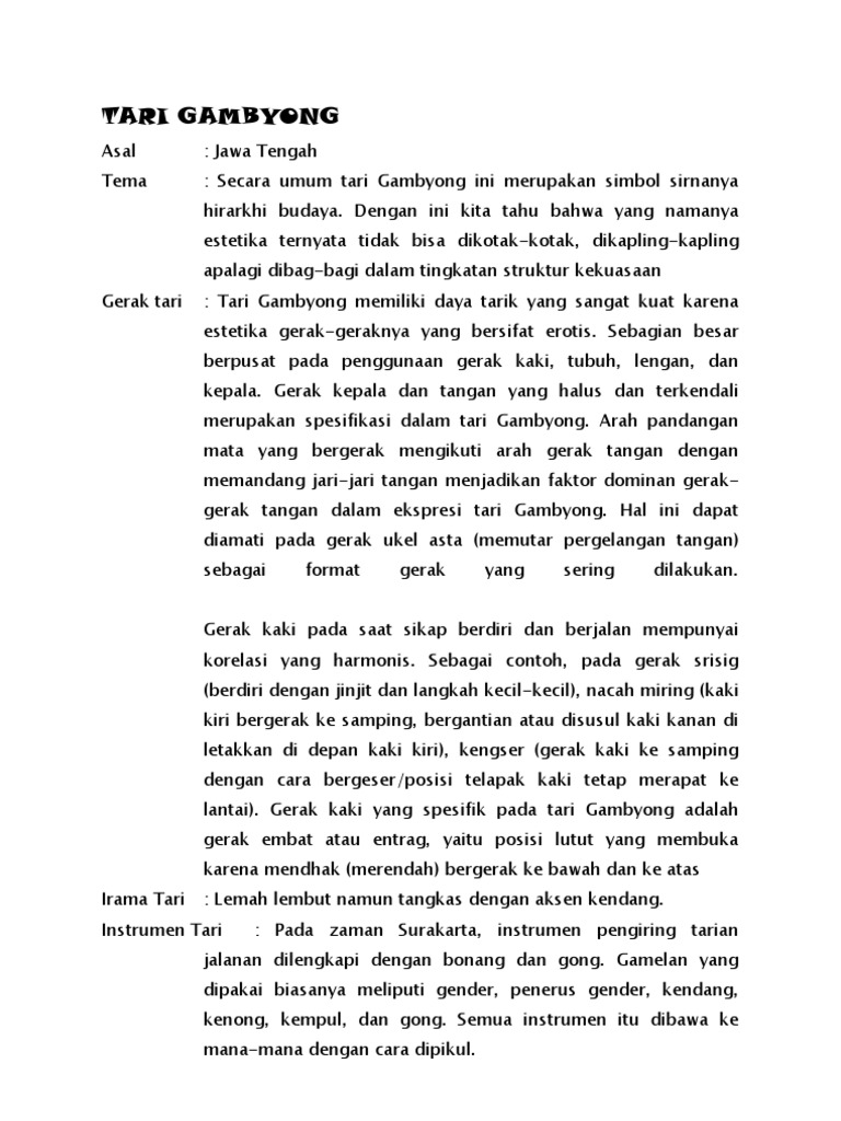 Apresiasi Seni Tari Klasik Jawa Tengah Docx