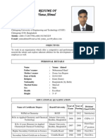 Resume of Yunus Ahmed PDF