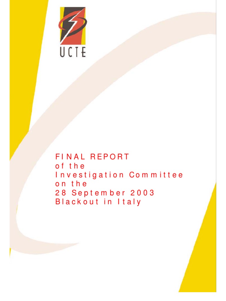 UCTE Report on Italy's 2003 Blackout | PDF | Electric Power System ...